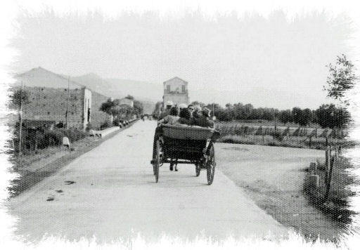 Foto storiche di Capri Leone - Carrozza dei Baroni Cupane sulla Via Nazionale